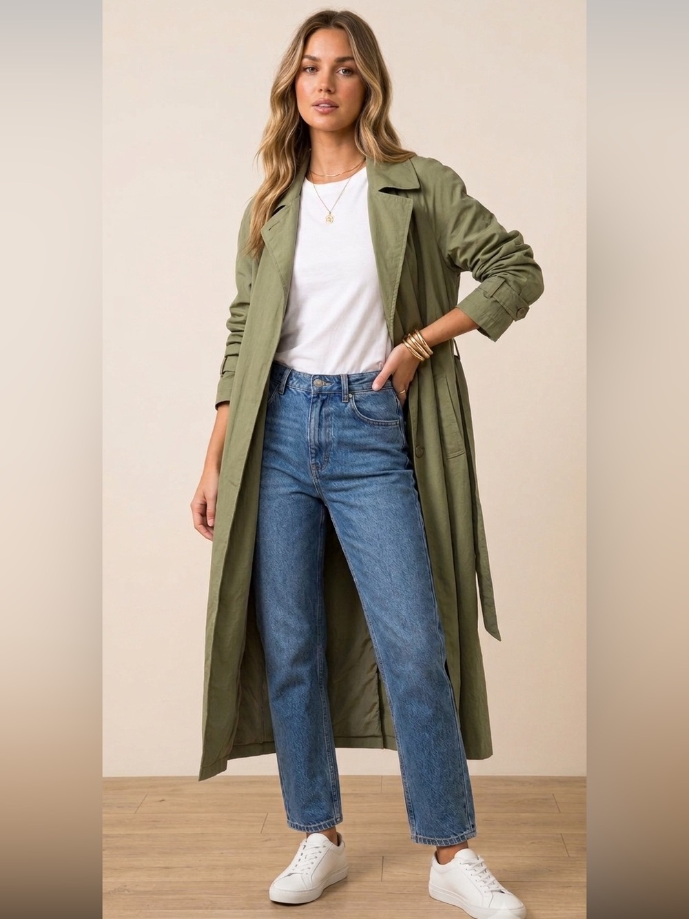 Vintage 80’s Totes Weather Protectors Olive Green belted Trench Coat Size L (C-3